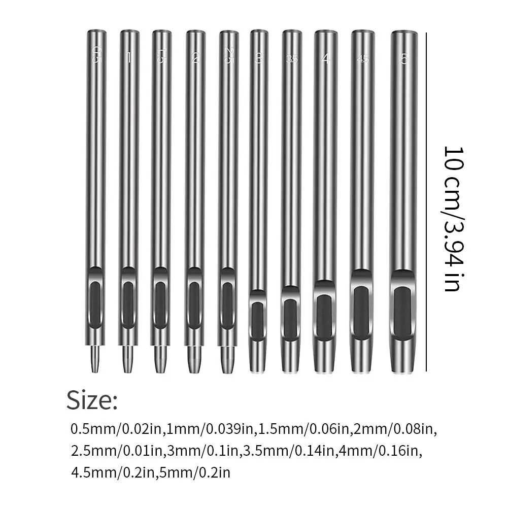 10pcs Leather Tools Leather Hole Punches Leather Craft Puncher Belt Punch 0.5mm-5mm For Clothing Canvas Round Hollow Punch
10pcs Leather Tools Leather Hole Punches Leather Craft Puncher Belt Punch 0.5mm-5mm For Clothing Canvas Round Hollow Punch