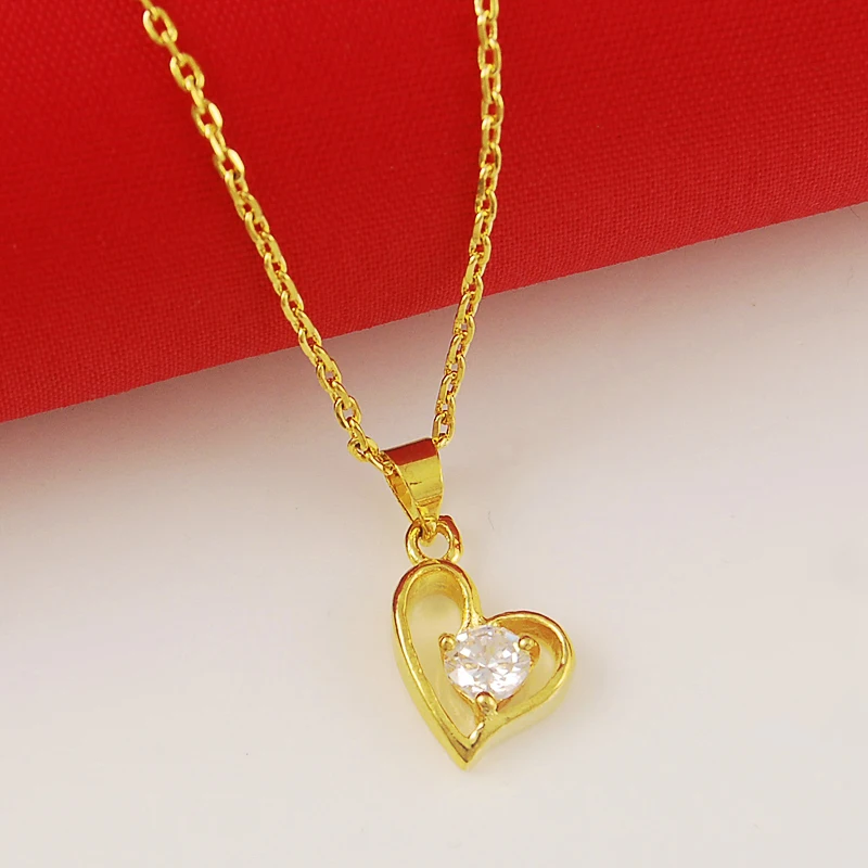 New Female Necklaces Luxury Wedding Party Necklace Jewelry 24K Gold Filled heart pendant Necklaces for women
New Female Necklaces Luxury Wedding Party Necklace Jewelry 24K Gold Filled heart pendant Necklaces for women