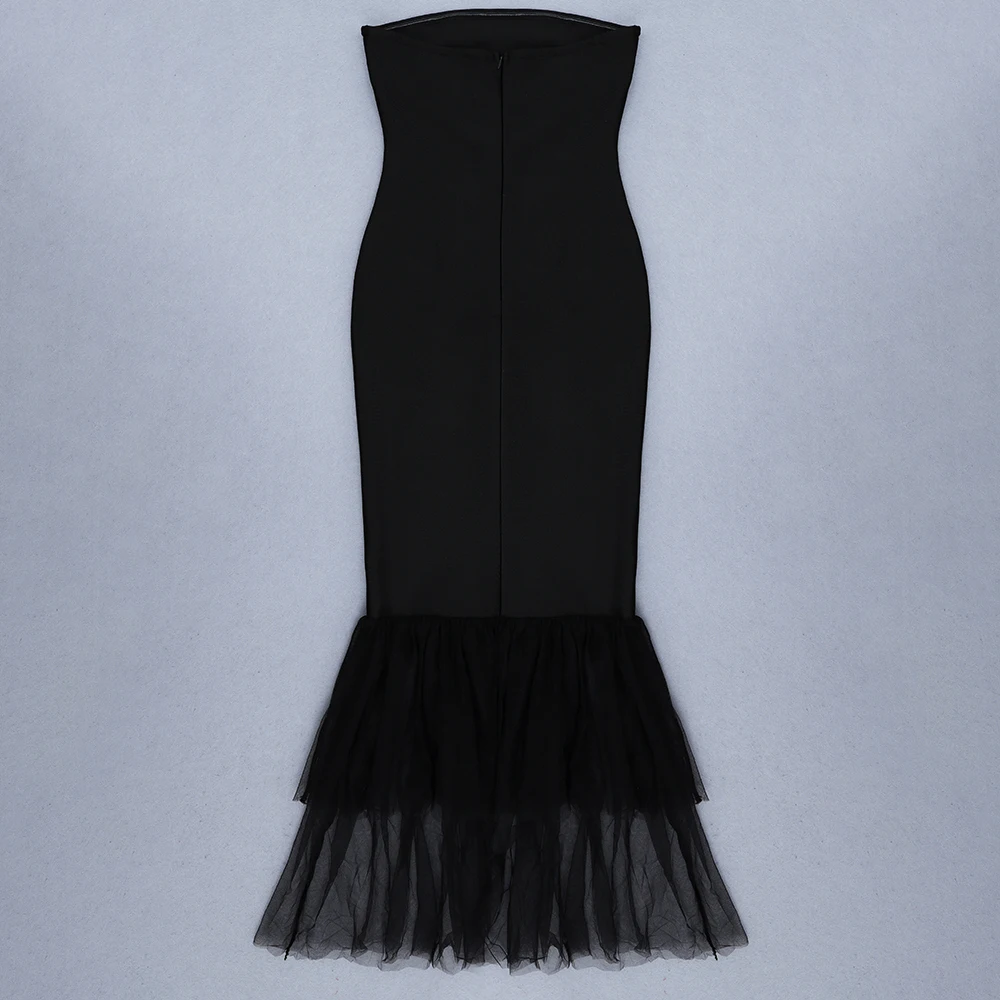 High Quality Black Strapless Mesh Rayon Bandage Dress Elegant Evening Party Birthday Dress
High Quality Black Strapless Mesh Rayon Bandage Dress Elegant Evening Party Birthday Dress