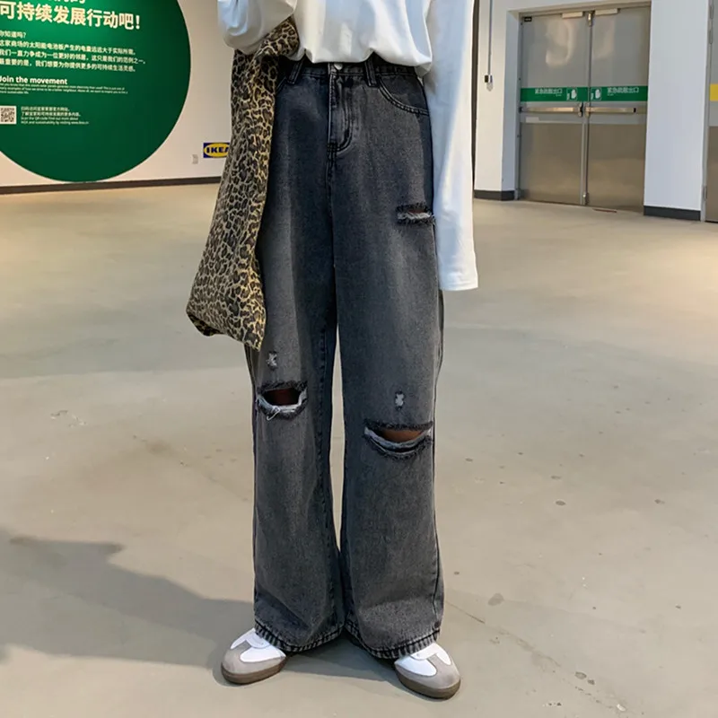 S-XL 2Colors 2021 loose women high wiast wide leg jean streetwear trousers casual Ripped Straight Long denim pants womens(F9088
S-XL 2Colors 2021 loose women high wiast wide leg jean streetwear trousers casual Ripped Straight Long denim pants womens(F9088