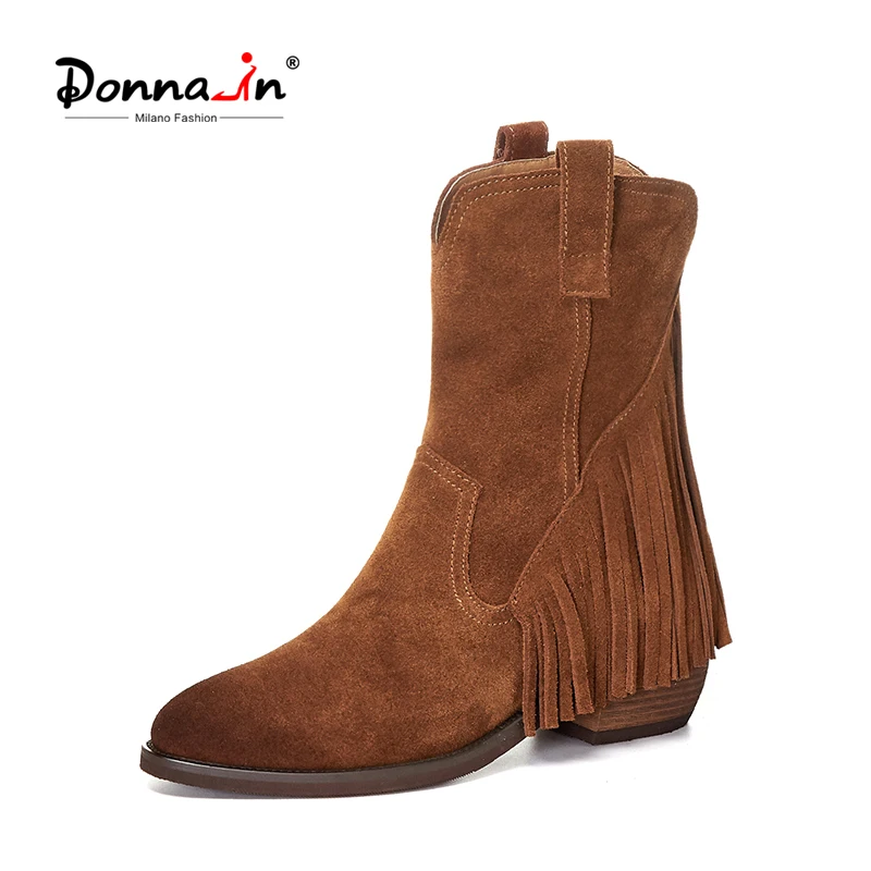 Женские Ковбойские Сапоги Donna in ковбойские сапоги из натуральной замши с