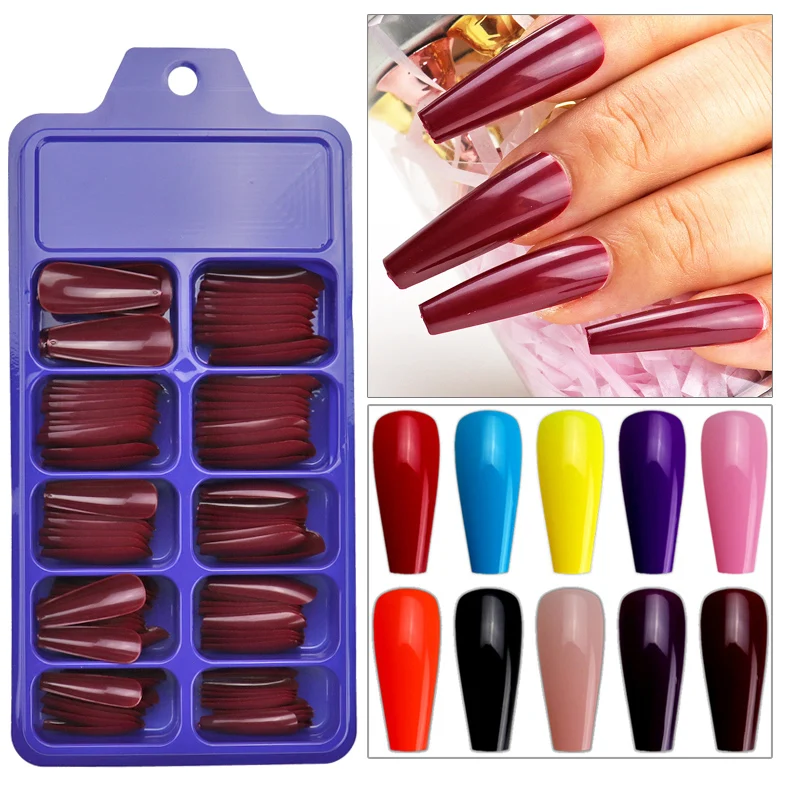 100pcs Candy Color Long Ballerina Coffin Fake Nails Tips Red Wine Purple ABS Full Cover Fasle Nails Manicure Nail Art Tips
100pcs Candy Color Long Ballerina Coffin Fake Nails Tips Red Wine Purple ABS Full Cover Fasle Nails Manicure Nail Art Tips