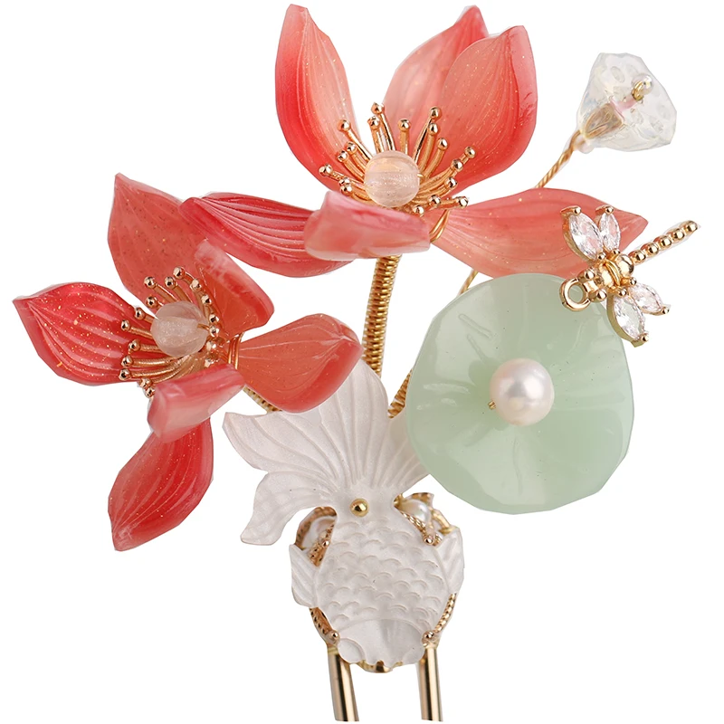 Handmade Original Hanfu Ancient Hair Accessories Lotus Leaf Lotus Adorn Metal Spring U Hairpin Kanzashi Hair Ornaments
Handmade Original Hanfu Ancient Hair Accessories Lotus Leaf Lotus Adorn Metal Spring U Hairpin Kanzashi Hair Ornaments