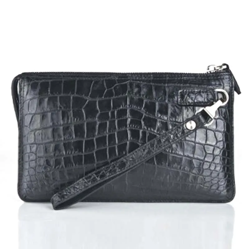 

weitasi Crocodile bag man hand bag fashion Crocodile leather capacity business casual without stitching black male clutch bag