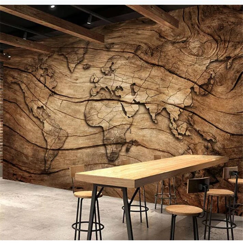 

wellyu papel de parede Customized large murals fashion home decoration retro wood grain world map background wall wallpaper