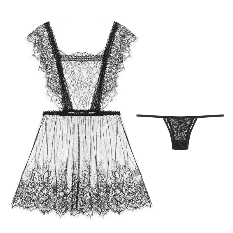 y Eyelash Lace See-through Backless Nightdress 2020 New Arrvial Women Hollow Lace Temptation Suspenders Nightdress Home Service
y Eyelash Lace See-through Backless Nightdress 2020 New Arrvial Women Hollow Lace Temptation Suspenders Nightdress Home Service