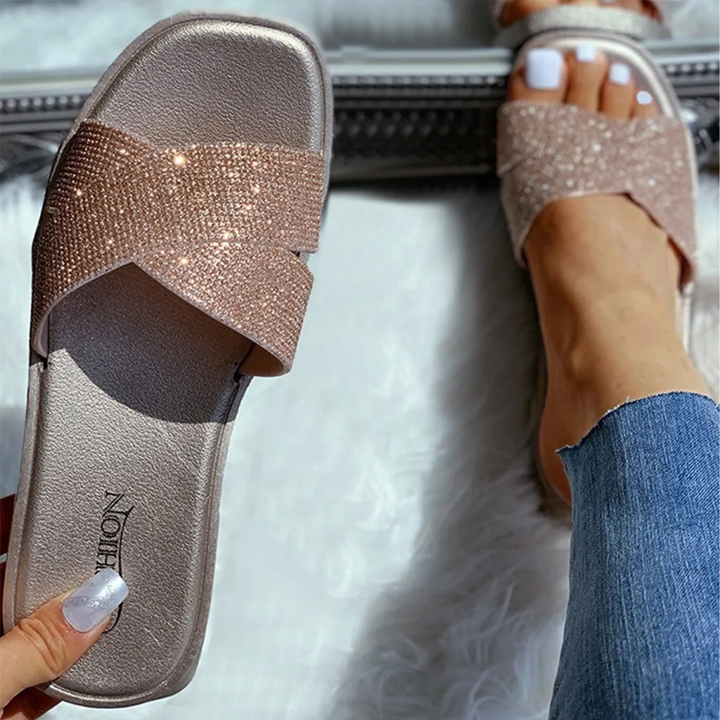Flat Sandals Summer Women's Slippers Sequins Rhinestone Leather Comfortable Sole Cross Weave 8 Colors Woman Shoes Solid Color #s
Flat Sandals Summer Women's Slippers Sequins Rhinestone Leather Comfortable Sole Cross Weave 8 Colors Woman Shoes Solid Color #s