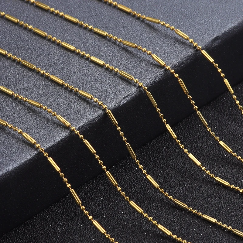 SAUVOO 5Pcs/Lot 1.5mm Bamboo Ball Beads Chain Gold Bulk Cylindrical Bead Chain For DIY Necklace Bracelet Jewelry Making Supplies
SAUVOO 5Pcs/Lot 1.5mm Bamboo Ball Beads Chain Gold Bulk Cylindrical Bead Chain For DIY Necklace Bracelet Jewelry Making Supplies