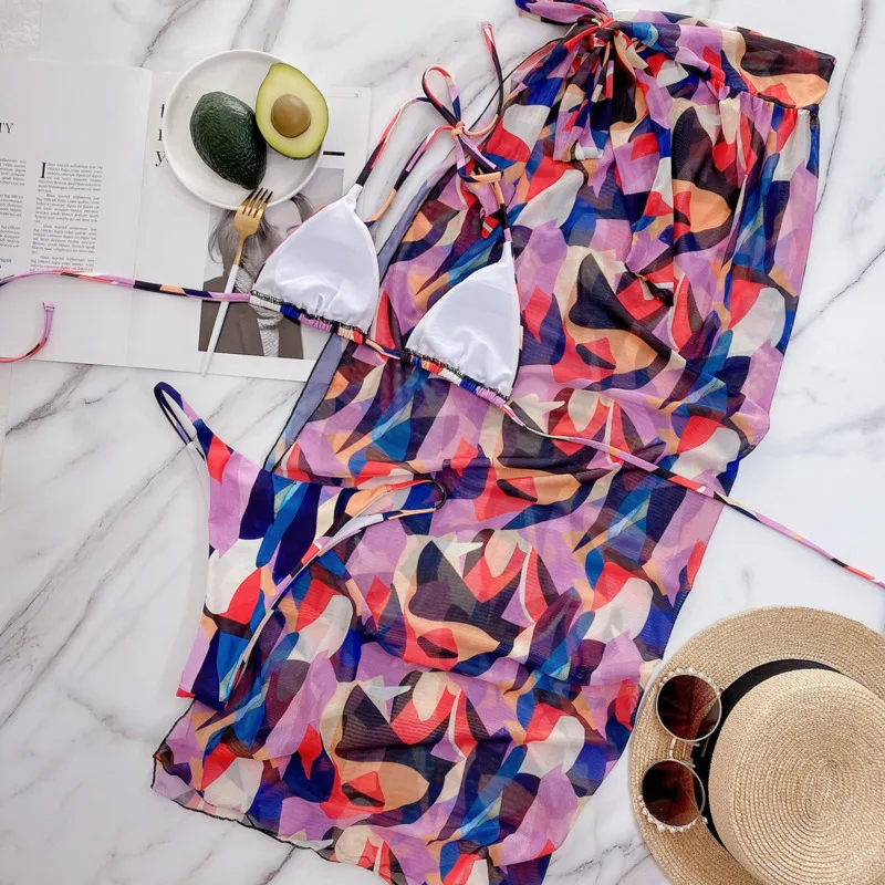 Women's Swimsuit Color Print Three Piece Bikini 2021 Women Sexy Swimwear Suit With Sarong Summer Sexy Beach Bathwear Set
Women's Swimsuit Color Print Three Piece Bikini 2021 Women Sexy Swimwear Suit With Sarong Summer Sexy Beach Bathwear Set