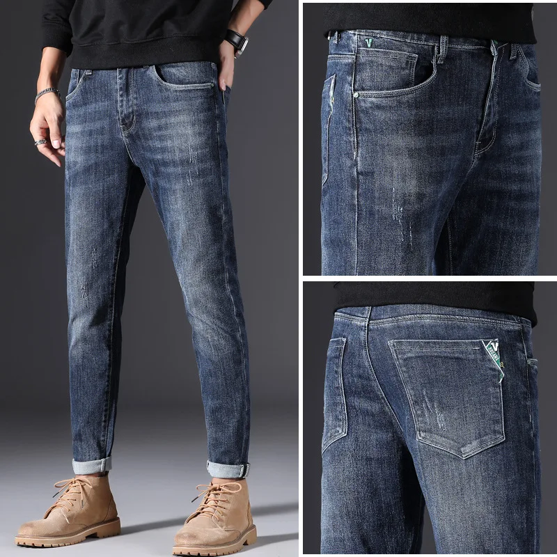 Spring Autumn Men Blue Long Jeans Casual Fashion Pencil Pants Middle Waist Male Denim Pants Teousers 2021 Street Slim Fit
Spring Autumn Men Blue Long Jeans Casual Fashion Pencil Pants Middle Waist Male Denim Pants Teousers 2021 Street Slim Fit