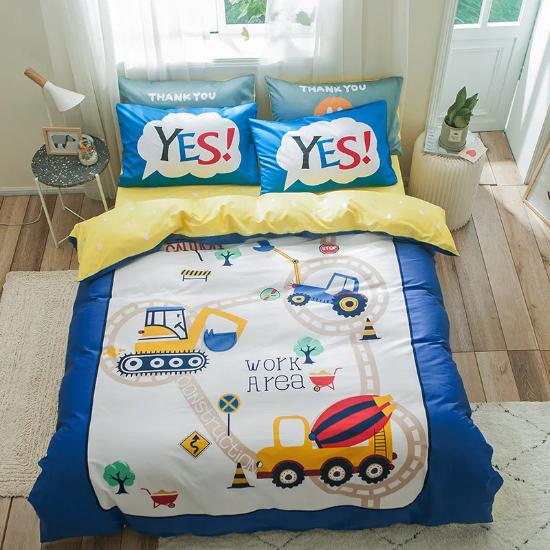 Cartoon Engineering Vehicle Mixer Truck Excavator Cotton 3/4pcs Bedding Set Duvet Cover Bedsheet Pillowcases for Children
Cartoon Engineering Vehicle Mixer Truck Excavator Cotton 3/4pcs Bedding Set Duvet Cover Bedsheet Pillowcases for Children
