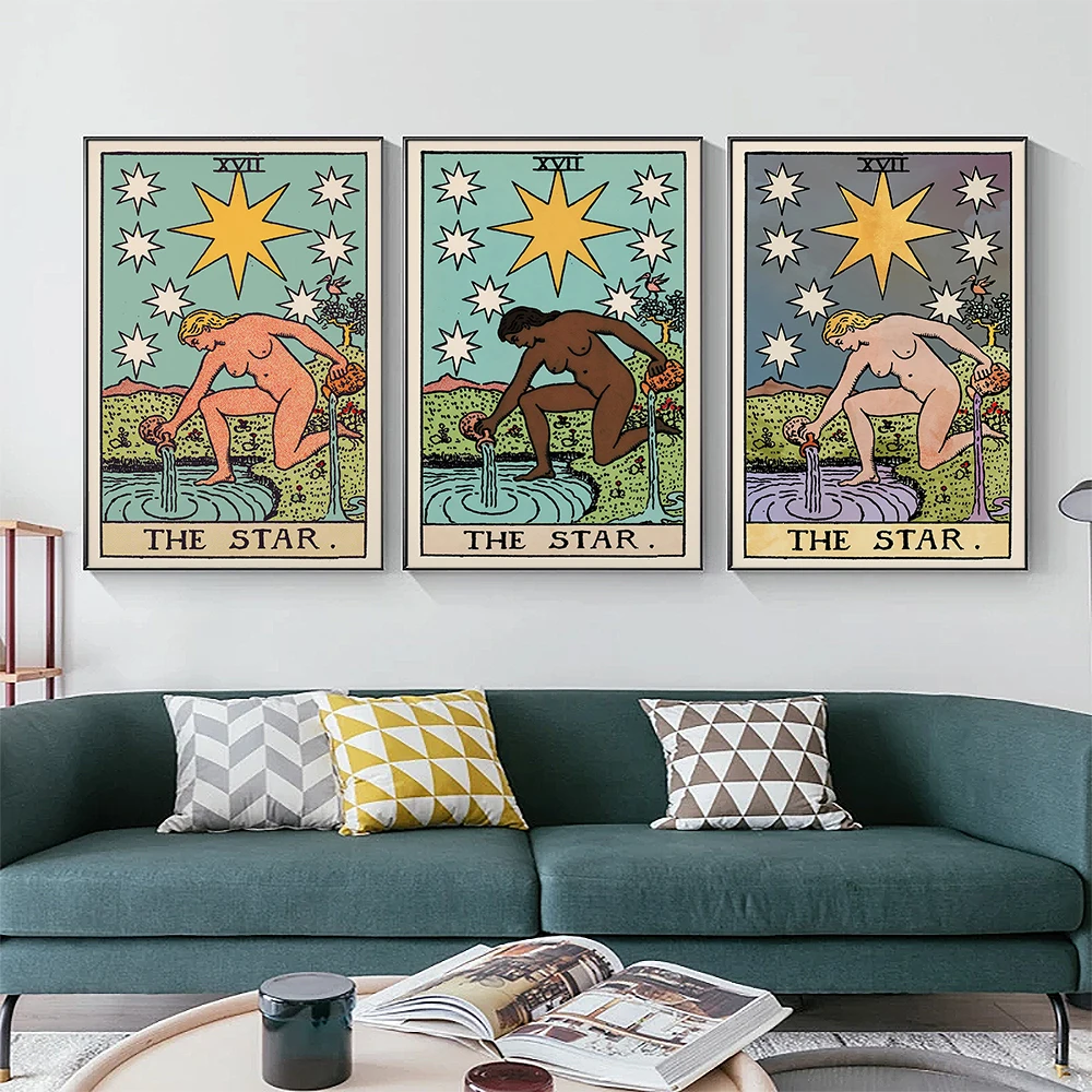 The Star Tarot Card Print Painting Woman With Black Yellow Skin Poster Watercolor Abstract Canvas Livingroom Wall Decor Picture
The Star Tarot Card Print Painting Woman With Black Yellow Skin Poster Watercolor Abstract Canvas Livingroom Wall Decor Picture