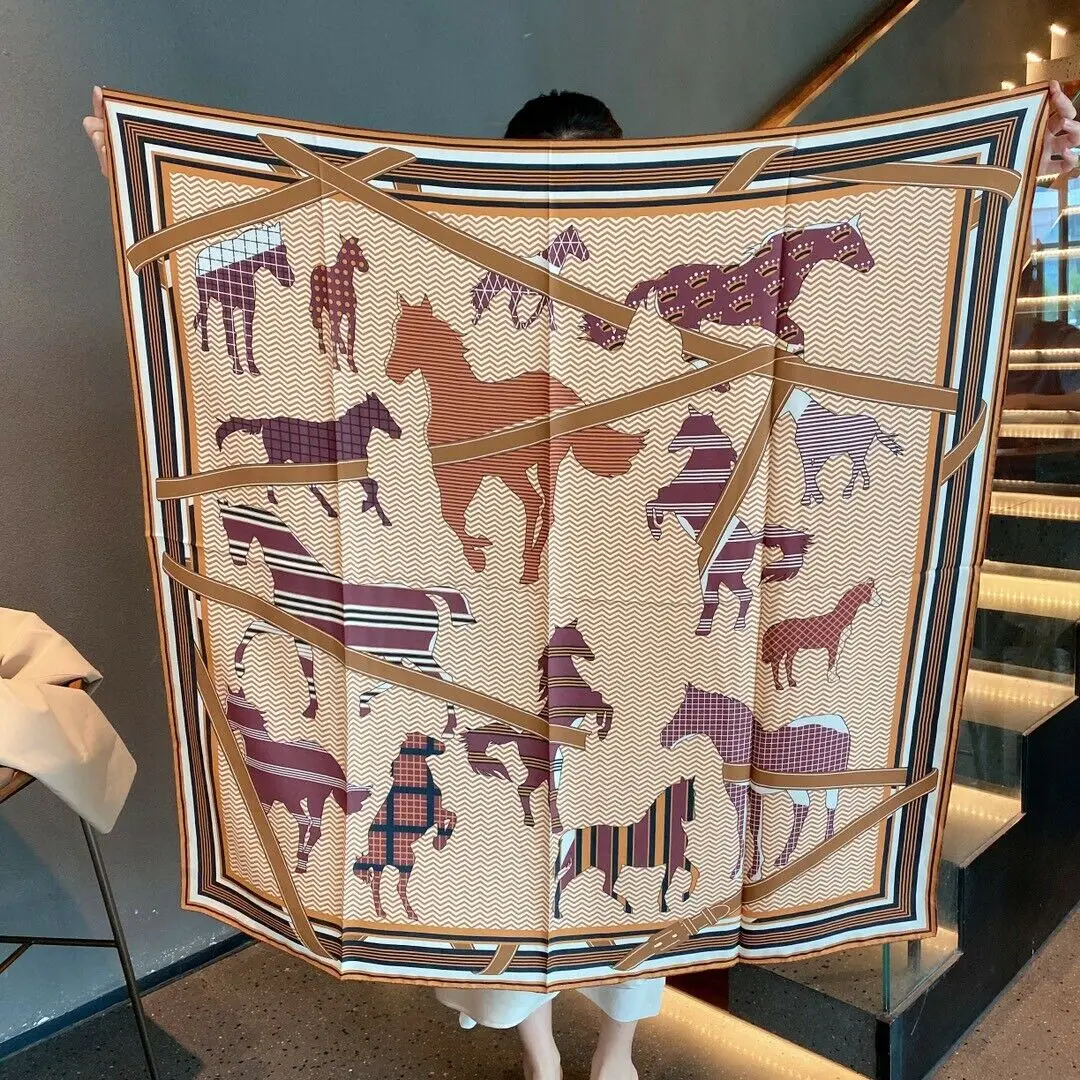 100% Twill Silk Scarf Women Fashion Horse Shawl Stole Hijab Sand Wash Kerchief Big Bandana Headband 105*105cm
100% Twill Silk Scarf Women Fashion Horse Shawl Stole Hijab Sand Wash Kerchief Big Bandana Headband 105*105cm