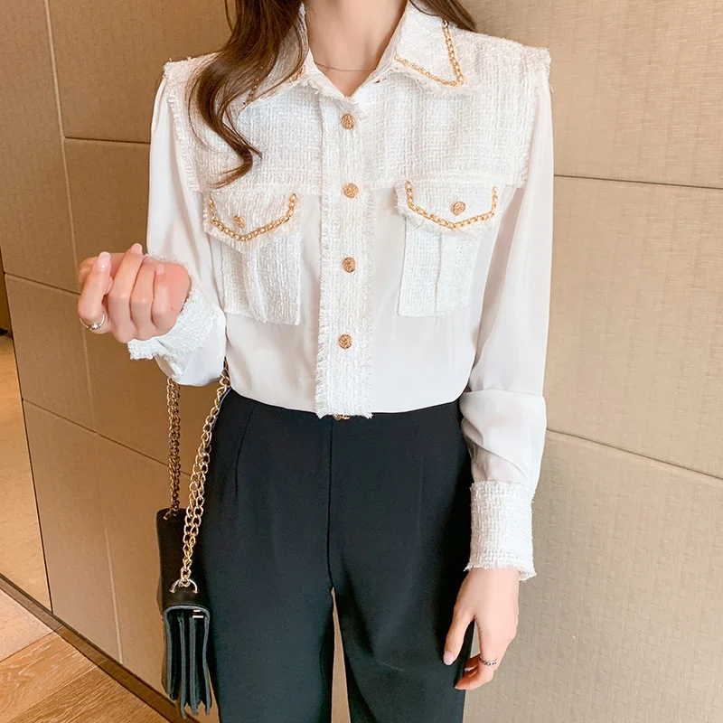 #4934 Black White Long Sleeve Shirt For Women Casual Shirt Women Lapel Collar Casual Chiffon Office Shirt Femme Spring Autumn
#4934 Black White Long Sleeve Shirt For Women Casual Shirt Women Lapel Collar Casual Chiffon Office Shirt Femme Spring Autumn
