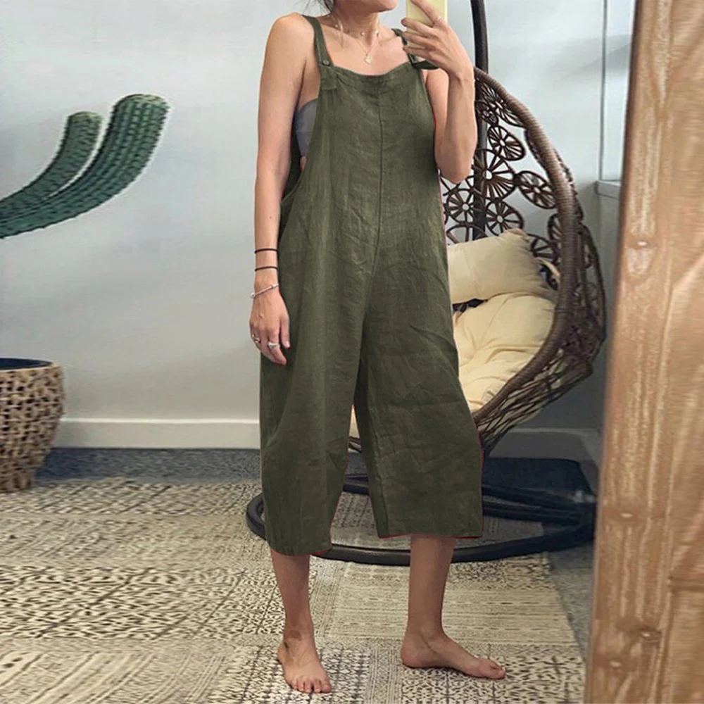 Women Vintage Jumpsuits Cropped Pants Adjustable Shoulder Straps Pockets Wide Leg Romper Casual Playsuits Plus Size 5XLJumpsuits
Women Vintage Jumpsuits Cropped Pants Adjustable Shoulder Straps Pockets Wide Leg Romper Casual Playsuits Plus Size 5XLJumpsuits