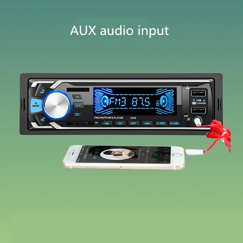 12V 2USB fast charge car MP3 Bluetooth player car audio host FM radio mp3 colorful version 5009
12V 2USB fast charge car MP3 Bluetooth player car audio host FM radio mp3 colorful version 5009