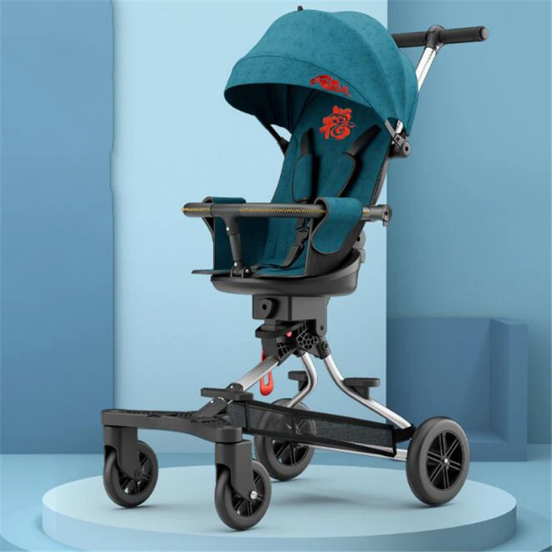 

Складная портативная детская коляска светильник легкая дорожная двухсторонняя 4-колесная амортизирующая тележка