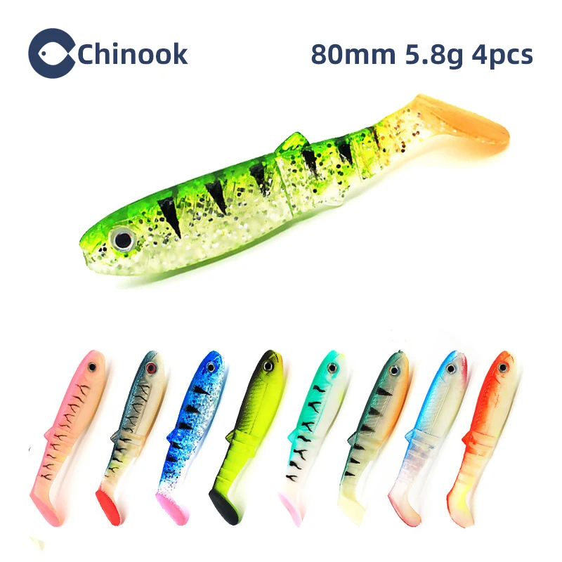 Chinook Soft Bait Lure 3D T-tail 75mm 4pcs Wobblers Silicone Fish Artificial Bait Fishing For Jig Head Texas Jigs Wacky Hooks 
Chinook Soft Bait Lure 3D T-tail 75mm 4pcs Wobblers Silicone Fish Artificial Bait Fishing For Jig Head Texas Jigs Wacky Hooks