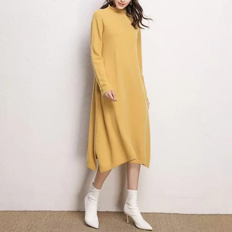 Autumn New Fashion Simple Knitted Solid Long Sleeve Dress Women Casual Loose Dresses Winter Ladies Elegant O-neck Warm Mid Dress
Autumn New Fashion Simple Knitted Solid Long Sleeve Dress Women Casual Loose Dresses Winter Ladies Elegant O-neck Warm Mid Dress