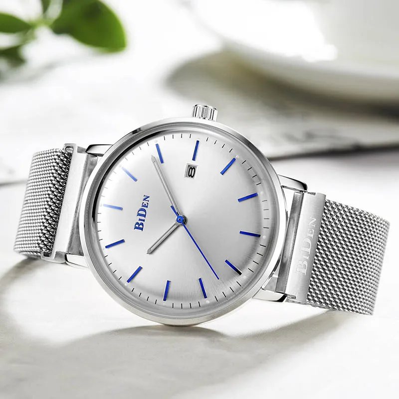 Часы мужские кварцевые светящиеся стальные деловые с сетчатым ремешком|wristwatch