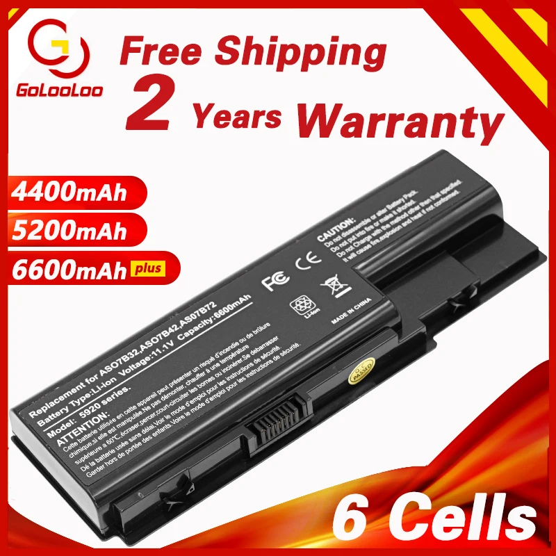 Аккумулятор Golooloo AS07B31 для ноутбука Acer Aspire 7730G 7735Z 7738 8730G 8920 6930 5935 5920 5910G 5715 5530 5315 5520 |
