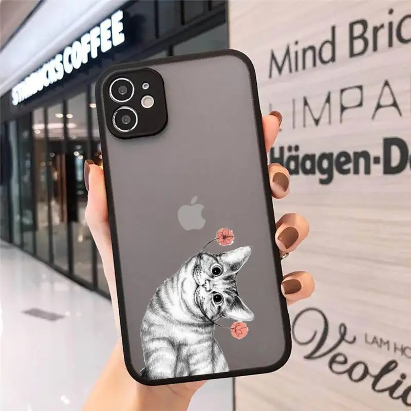 Cat Black white cute Phone Cases Matte Transparent for iPhone 7 8 11 12 s mini pro X XS XR MAX Plus cover funda 
Cat Black white cute Phone Cases Matte Transparent for iPhone 7 8 11 12 s mini pro X XS XR MAX Plus cover funda