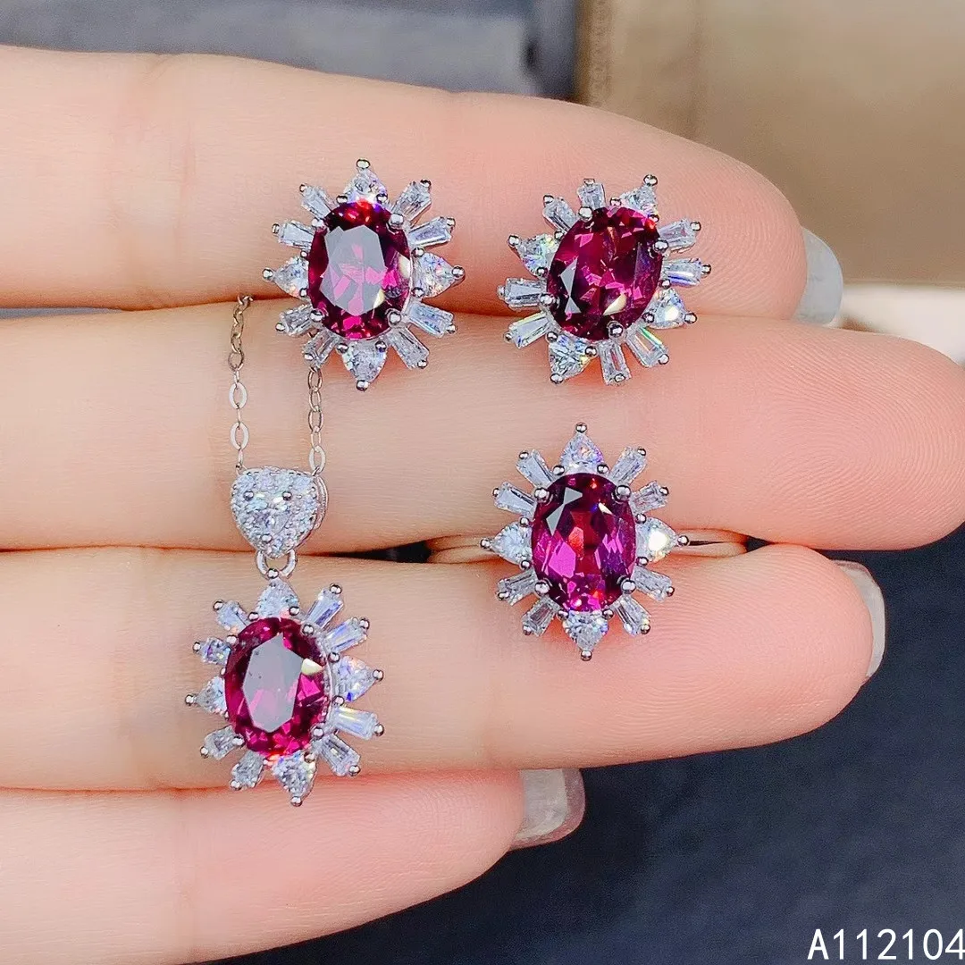 KJJEAXCMY fine jewelry 925 sterling silver natural pyrope garnet women fresh elegant flower gem earrings ring pendant suit suppo
KJJEAXCMY fine jewelry 925 sterling silver natural pyrope garnet women fresh elegant flower gem earrings ring pendant suit suppo