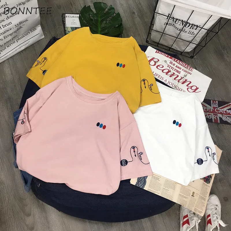 T-shirts Women Top Clothes Ladies Kawaii O-Neck Simple 2020 Womens Embroidery Summer Korean T-shirt Lovely Short Sleeve Students
T-shirts Women Top Clothes Ladies Kawaii O-Neck Simple 2020 Womens Embroidery Summer Korean T-shirt Lovely Short Sleeve Students