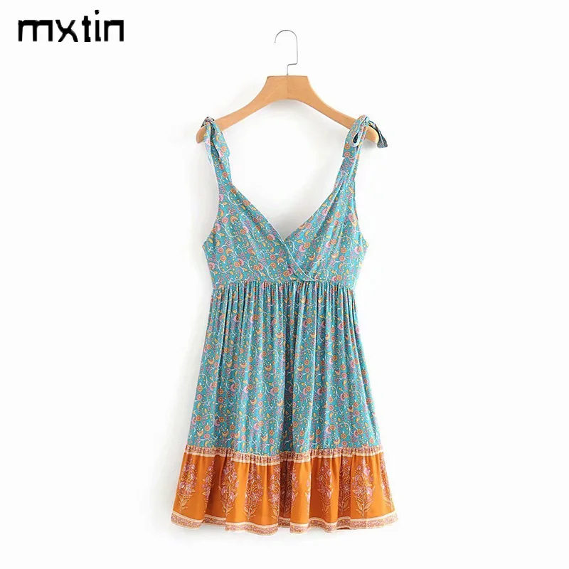 MXTIN 2021 Women Summer Fashion Floral Print Mini Dress Vintage V-Neck Sleeveless Backless Vacation Dresses Vestidos Mujer
MXTIN 2021 Women Summer Fashion Floral Print Mini Dress Vintage V-Neck Sleeveless Backless Vacation Dresses Vestidos Mujer