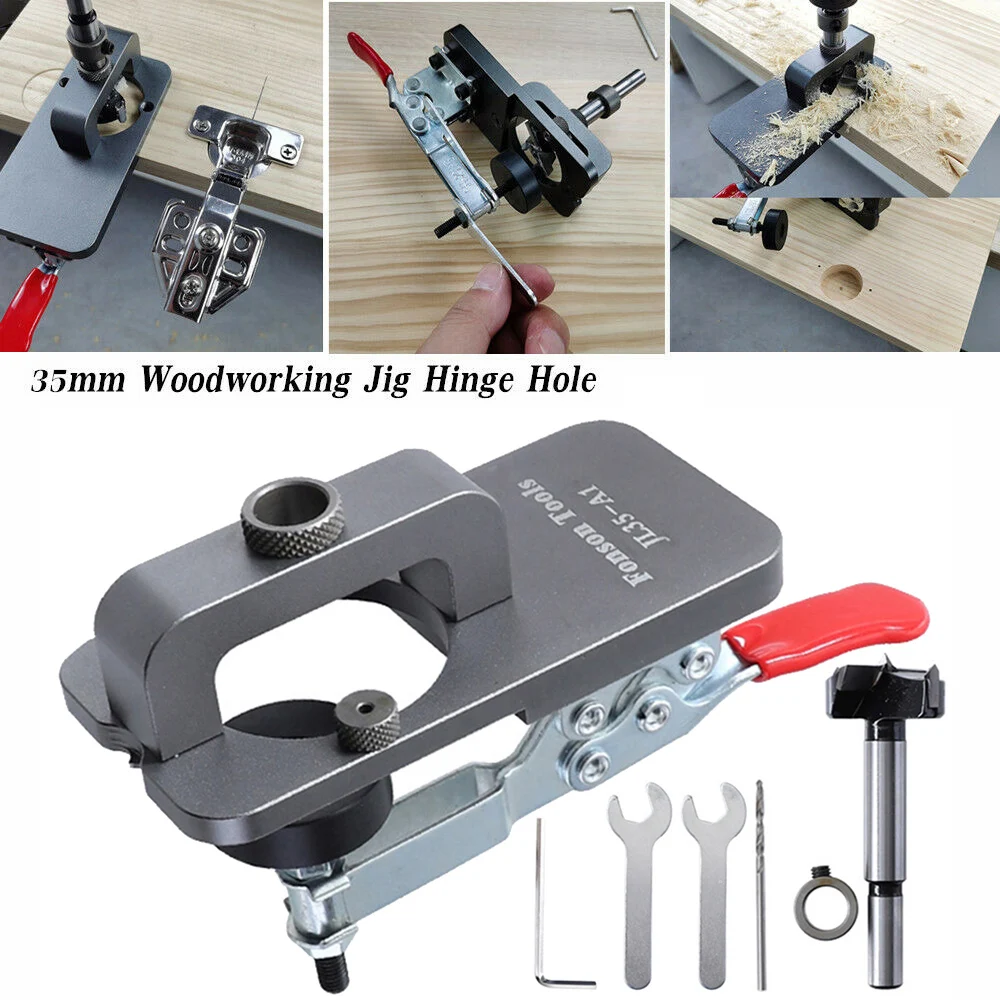 35MM Stainless Steel Cup Style Hinge Jig Boring Hole Drill Guide Bit Cutter Woodworking for Kitchen Cabinet Door Hinges Inset
35MM Stainless Steel Cup Style Hinge Jig Boring Hole Drill Guide Bit Cutter Woodworking for Kitchen Cabinet Door Hinges Inset