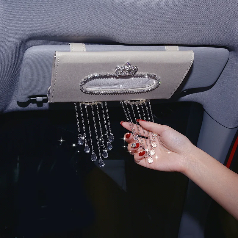 Creative Crystal Tassels Car Tissue Holder Bag Sun Visor Hanging Diamond Crown Leather Auto Tissue Paper Box For Car Accessories
Creative Crystal Tassels Car Tissue Holder Bag Sun Visor Hanging Diamond Crown Leather Auto Tissue Paper Box For Car Accessories