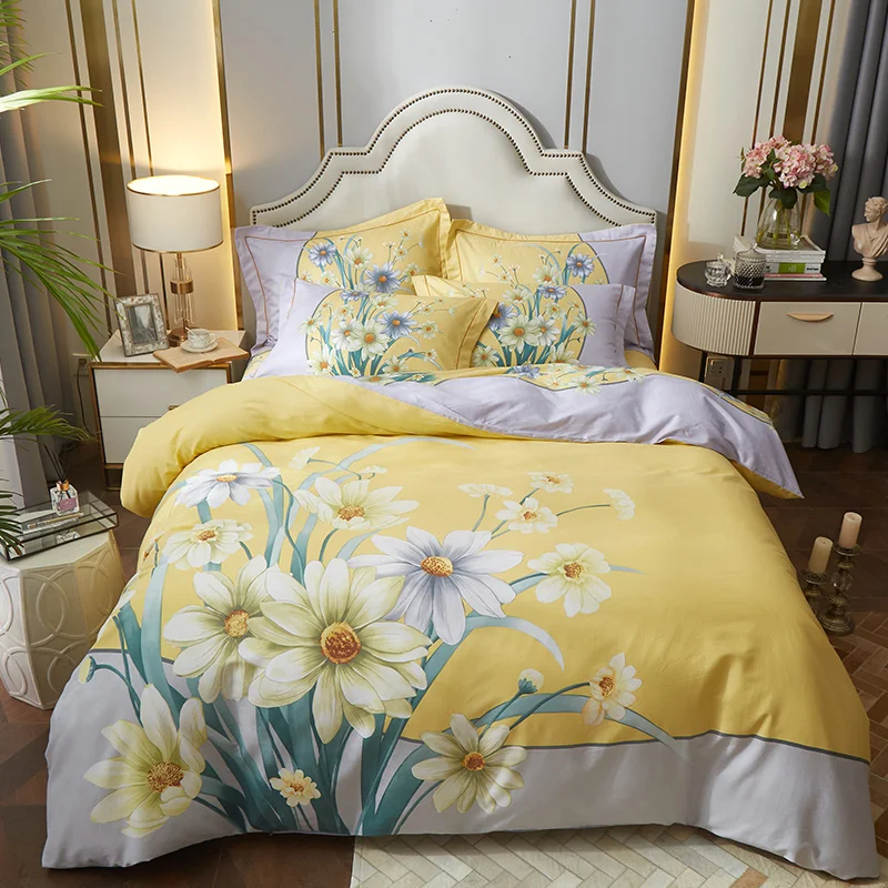 Yellow Flowers Reactive Printing Cotton Duvet Cover Bed Linen Fitted Sheet Pillowcases Bedclothes King Queen Size 4PCS
Yellow Flowers Reactive Printing Cotton Duvet Cover Bed Linen Fitted Sheet Pillowcases Bedclothes King Queen Size 4PCS