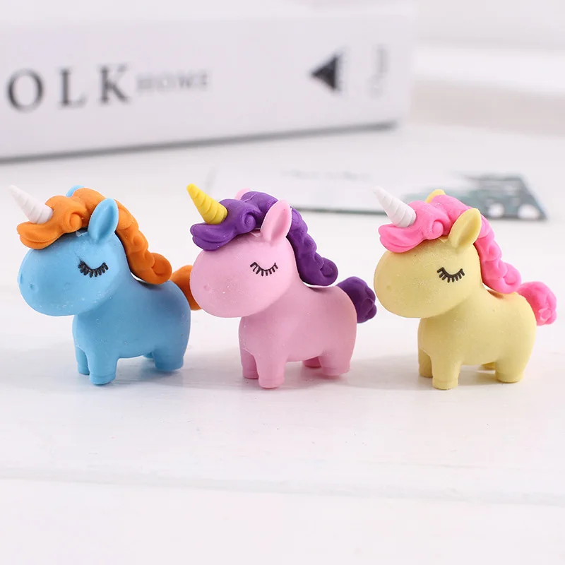 

Cute Cartoon Unicorn Eraser DIY Creative Kids Eraser as Teacher's Prize in School 5pcs/lot