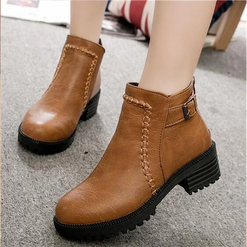 Short Boots Women 2019 Autumn Winter Fashion British Short Ankle Boots Zipper Square Heel Warm Non-slip Boots Shoes For Ladies
Short Boots Women 2019 Autumn Winter Fashion British Short Ankle Boots Zipper Square Heel Warm Non-slip Boots Shoes For Ladies