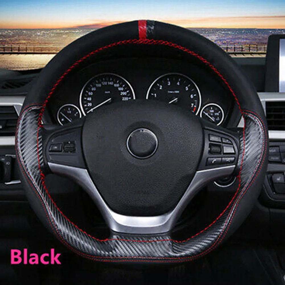 1 Pcs Steering Wheel Cover DIY Dia 38cm Black Carbon Leather Auto Car Steering Wheel Cover W/ Needle Thread
1 Pcs Steering Wheel Cover DIY Dia 38cm Black Carbon Leather Auto Car Steering Wheel Cover W/ Needle Thread