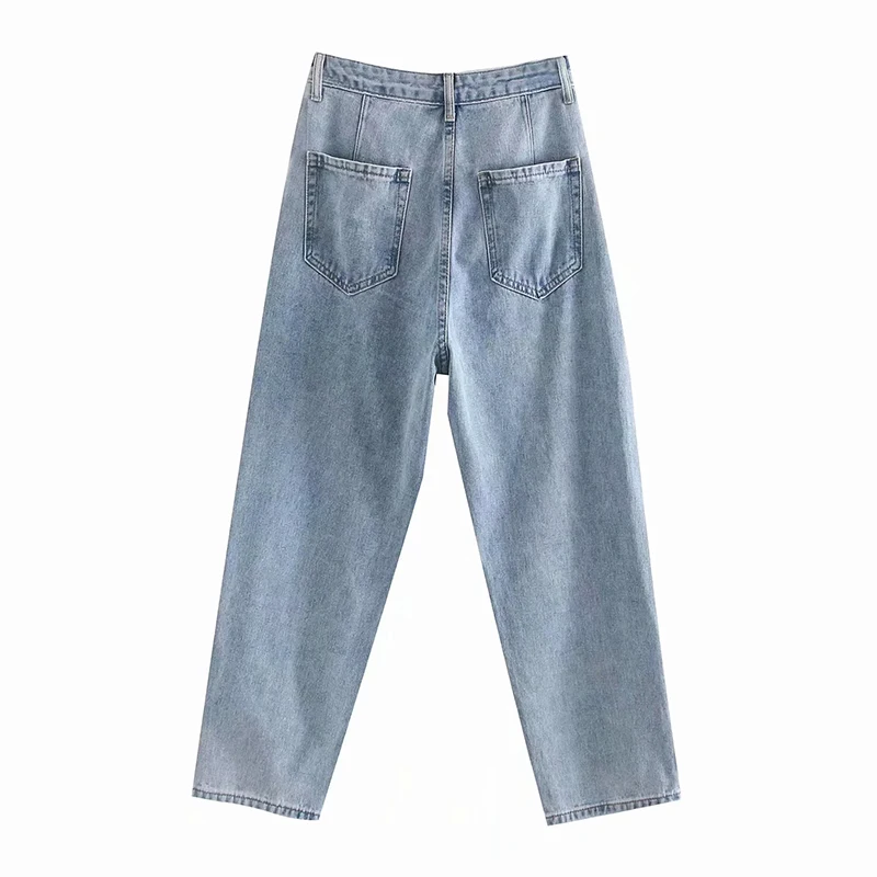 Women High Waist Pockets Harem Denim Pants Zipper Fly Ankle Length Trousers Bottoms Jeans Femme Solid Pleated Mom Jeans
Women High Waist Pockets Harem Denim Pants Zipper Fly Ankle Length Trousers Bottoms Jeans Femme Solid Pleated Mom Jeans
