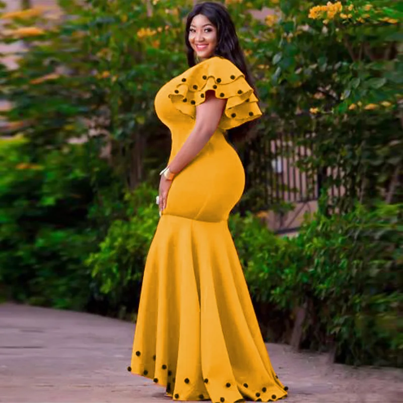 2021 Autumn Elegent African Women Yellow Short Sleeve Long Dress African Clothes for Women Plus Size Clothing for Women
2021 Autumn Elegent African Women Yellow Short Sleeve Long Dress African Clothes for Women Plus Size Clothing for Women