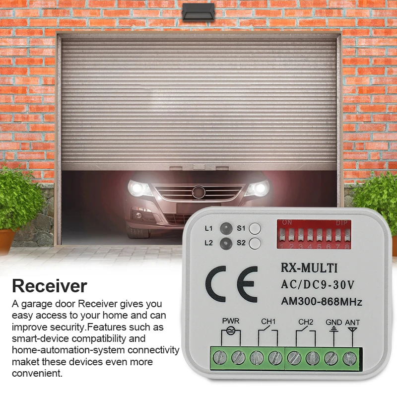 Universal Multi-frequency Remote Receiver For Garage Door Switch 300MHz-868MHz 9V-30V AC DC For Garage Gate Doors Home Security
Universal Multi-frequency Remote Receiver For Garage Door Switch 300MHz-868MHz 9V-30V AC DC For Garage Gate Doors Home Security