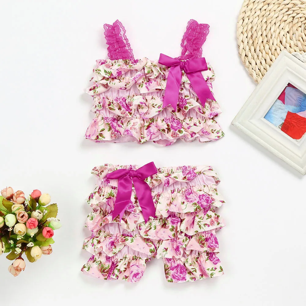 Фото Комплект одежды для новорожденных девочек майка без рукавов с цветочным принтом