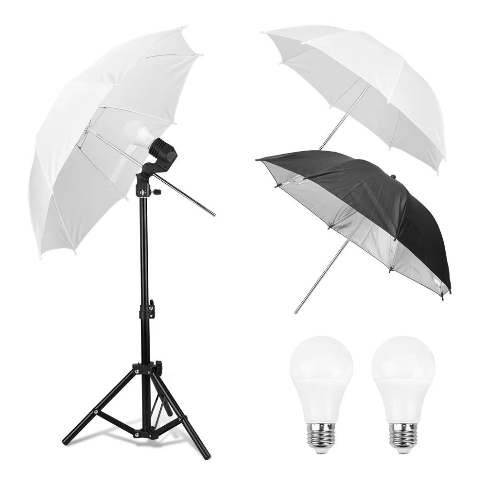 26inch Mini Soft Lighting Umbrella Kit Translucent White Black/Silver Diffuser Umbrella 68cm Tripod 9W LED Lamp for Desktop Vide
26inch Mini Soft Lighting Umbrella Kit Translucent White Black/Silver Diffuser Umbrella 68cm Tripod 9W LED Lamp for Desktop Vide