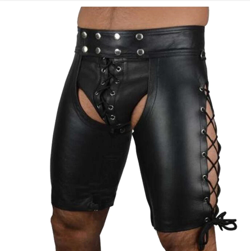Sexy Latex Lingerie Black PU Men Leather Shorts Lace-Up Bondage Open Cortch Shorts Fetish Gay Boxers Panties Plus Size S-XXL
Sexy Latex Lingerie Black PU Men Leather Shorts Lace-Up Bondage Open Cortch Shorts Fetish Gay Boxers Panties Plus Size S-XXL