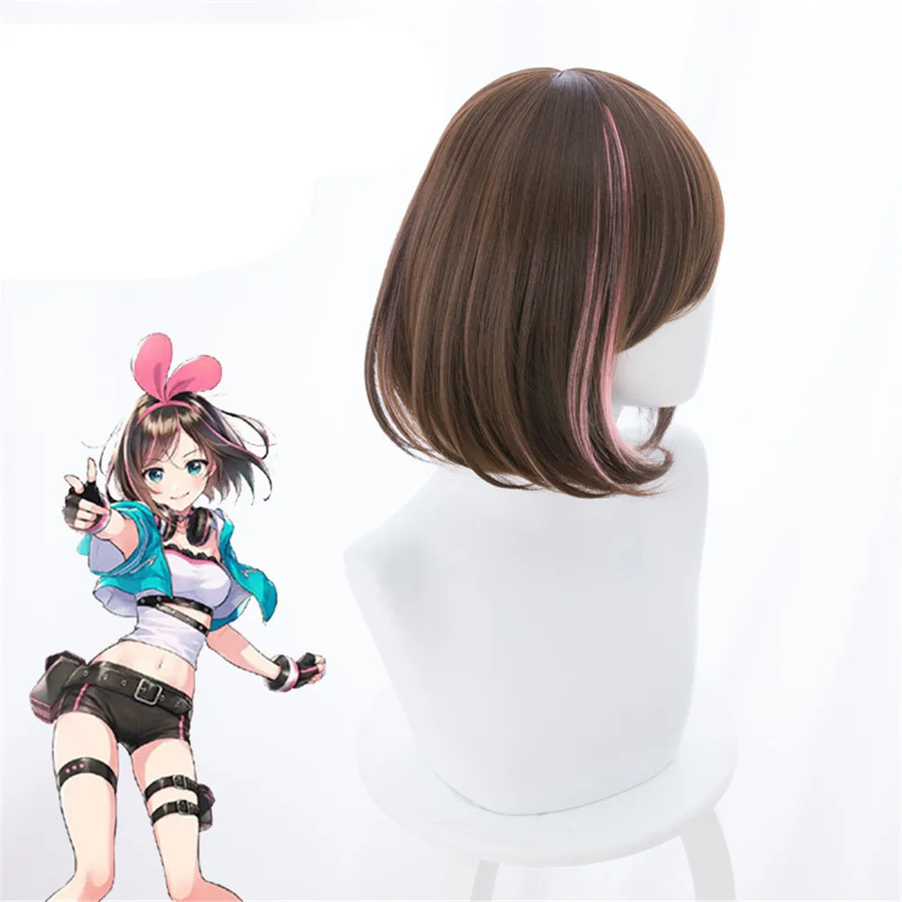 Парик для косплея Youtuber Kizuna AI короткие синтетические женские волосы боб