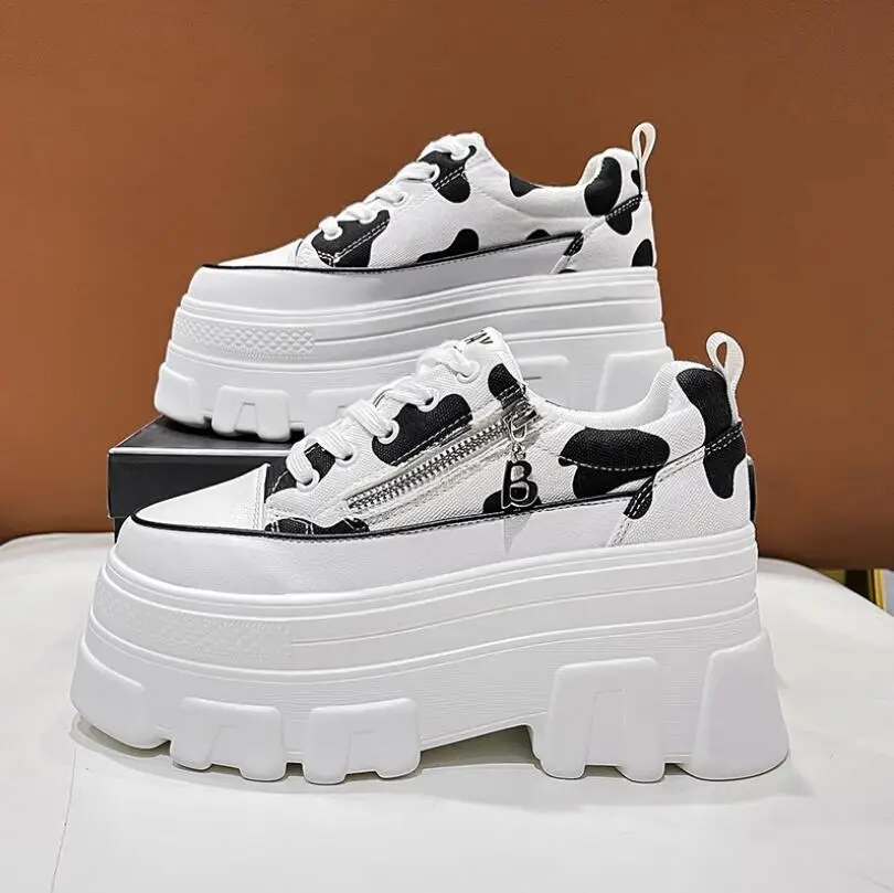 

Designer Shoes Women Platform Sneakers 2021 Fashion Casual Height Incresing 6CM Chunky Sneaker Woman White Black Chaussure Femme