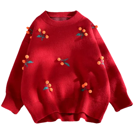 Women's Cute Cherry Sweater Pullover Casual Short Harajuku Loose Knitted Jumpers Female KawaiiChristmas 3D Plush Ball Sweater
Women's Cute Cherry Sweater Pullover Casual Short Harajuku Loose Knitted Jumpers Female KawaiiChristmas 3D Plush Ball Sweater