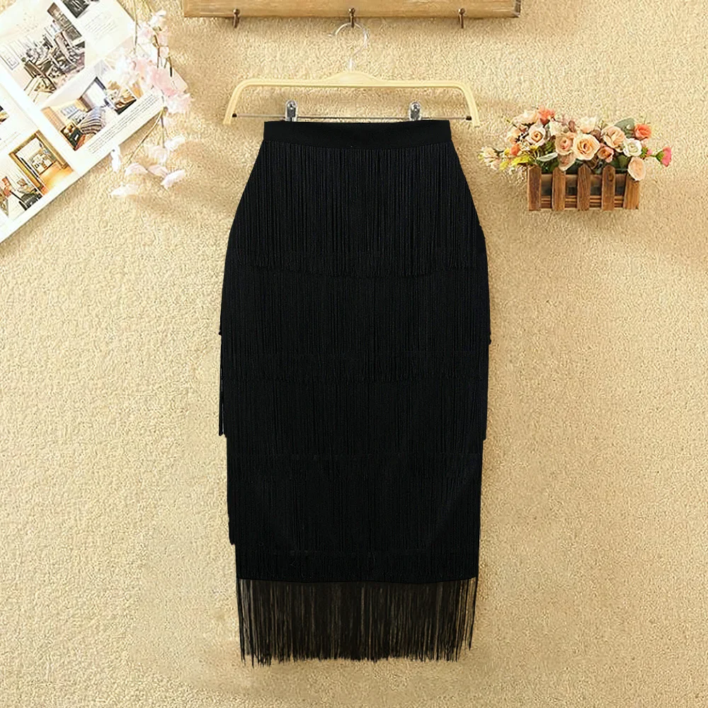 Women Fringe Bodycon Pencil Skirts Black Tassel High Waist Stretch Sheath Midi Length Ladies Slim Elegant Saias faldas Plus Size
Women Fringe Bodycon Pencil Skirts Black Tassel High Waist Stretch Sheath Midi Length Ladies Slim Elegant Saias faldas Plus Size