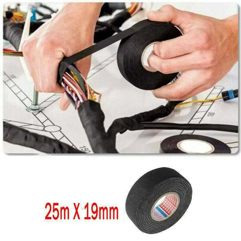 19MMx25M Heat-resistant Flame Retardant Tape Coroplast Adhesive Cloth Tape For Car Cable Harness Wiring Loom Protection Tools
19MMx25M Heat-resistant Flame Retardant Tape Coroplast Adhesive Cloth Tape For Car Cable Harness Wiring Loom Protection Tools