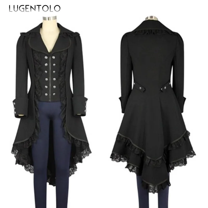Punk Trench Women Tuxedo Black Gothic Long Sleeve Lapel Jacket Female Thin Spring Summer Slim Mid-length Coats Lugentolo
Punk Trench Women Tuxedo Black Gothic Long Sleeve Lapel Jacket Female Thin Spring Summer Slim Mid-length Coats Lugentolo