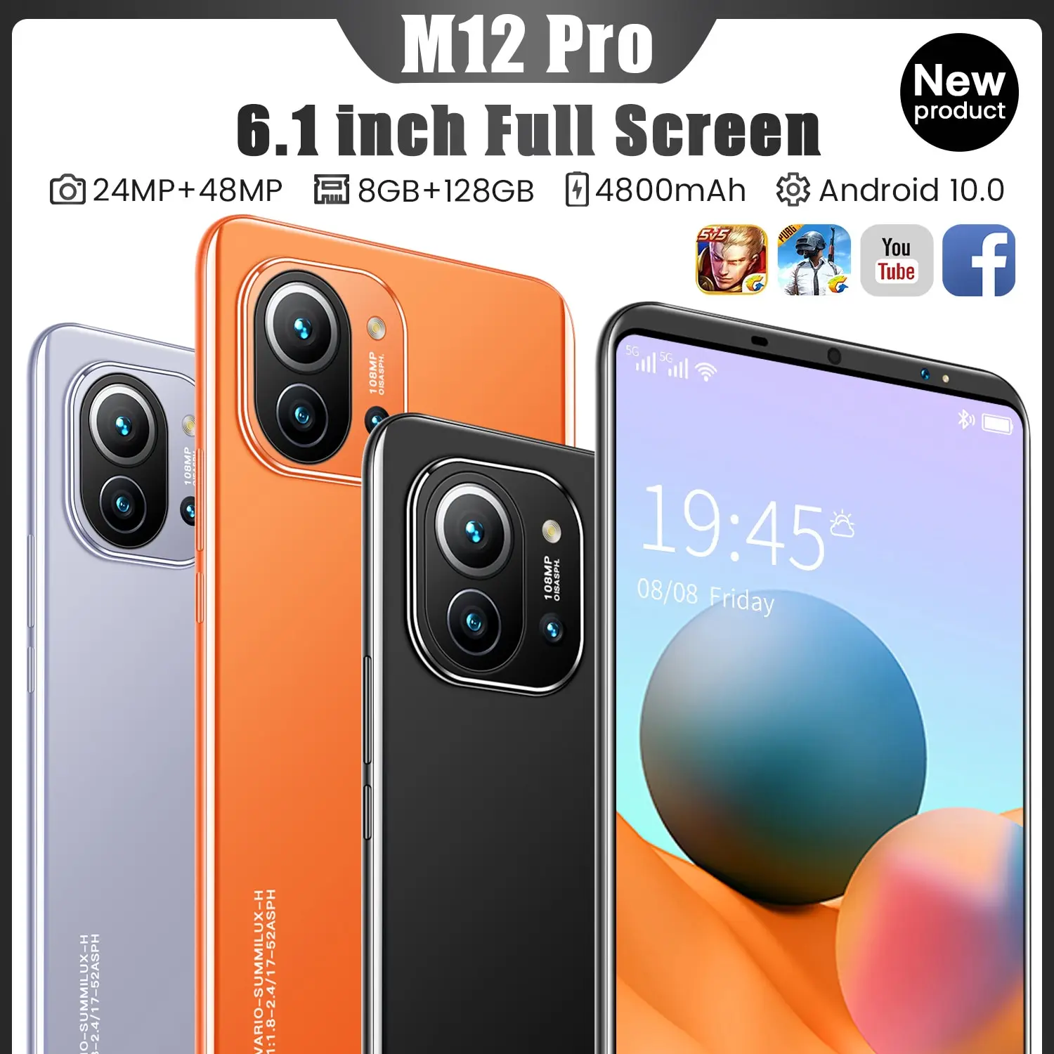 M12pro 6.1 Inch 8gb + 128 24 48mp 10 Core Face Id Global Mobile Cell Phone 5g Deca Core Andriod 10.0 Smartphones 
M12pro 6.1 Inch 8gb + 128 24 48mp 10 Core Face Id Global Mobile Cell Phone 5g Deca Core Andriod 10.0 Smartphones