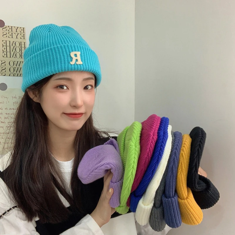 Autumn Winter Warmer Knitted Hat For Women Girls Casual R Letter Woolen Hat Women Clothing Accessories Beanies Knitted Caps
Autumn Winter Warmer Knitted Hat For Women Girls Casual R Letter Woolen Hat Women Clothing Accessories Beanies Knitted Caps