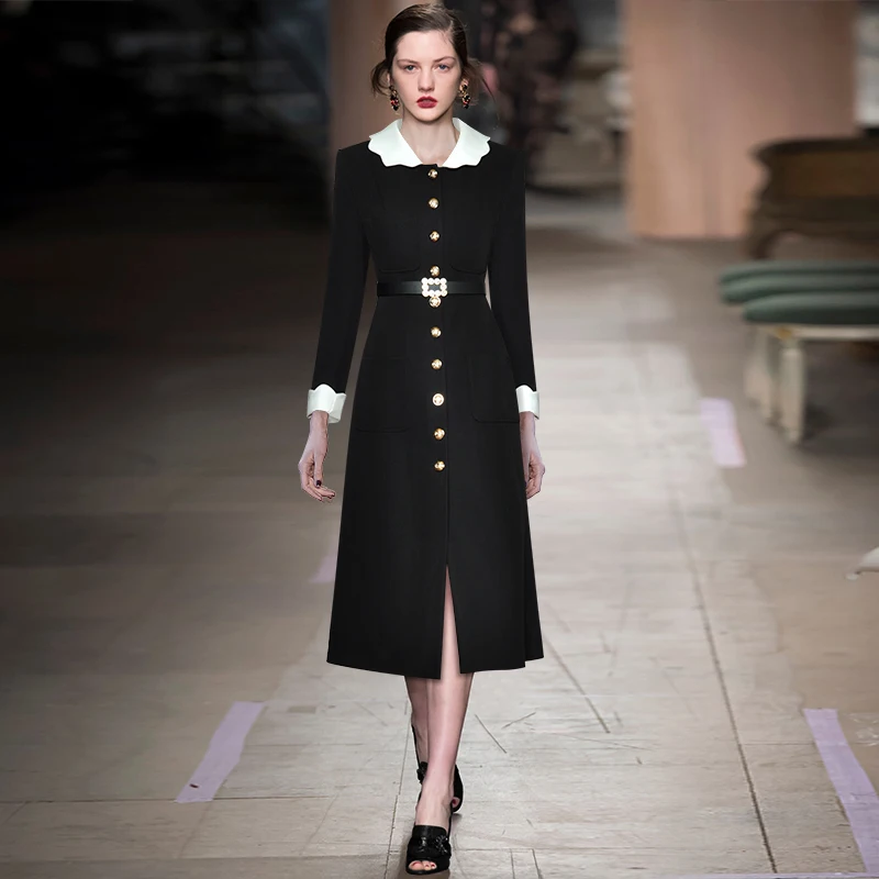 Женская Длинная ветровка с поясом, черная однобортная теплая ветровка с длинным рукавом, пальто для подиума, зима 2020
Женская Длинная ветровка с поясом, черная однобортная теплая ветровка с длинным рукавом, пальто для подиума, зима 2020